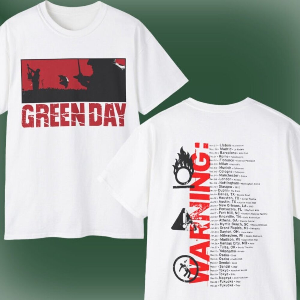 Green Day 2001 Warning World Tour T-Shirt Vintage 2-Sided Band Tee 103